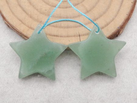 New Arrival! Carved Green Aventurine Stars Gemstone Earrings, 24x4mm, 5.6g For Cheap