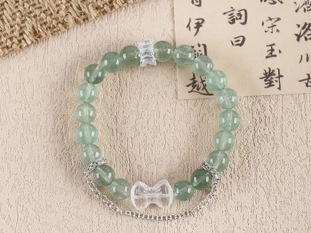 BITEFU Natural Green Strawberry Quartz And White Quartz Gemstone Bracelet, Gemstone Jewelry, 19.2g For Discount