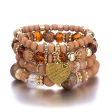 BITEFU Bohemian ethnic style retro fashion multi-layer bracelet crystal peach heart beaded ladies hand jewelry necklace Online