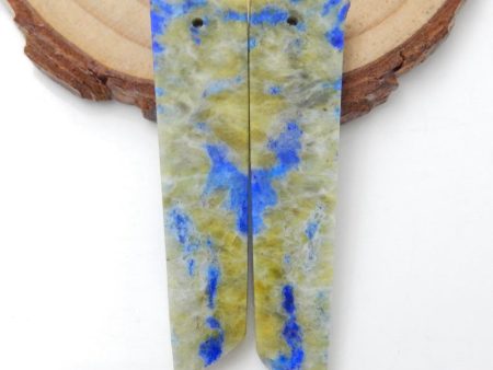 2 PCS Natural Lapis Lazuli Pendant Beads 44x10x3mm, 42x11x3mm, 7g For Sale