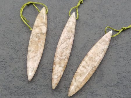 3 PCS Natural Ocean Jasper Pendant Beads 53*9*5mm, 50*10*5mm, 10.5g on Sale