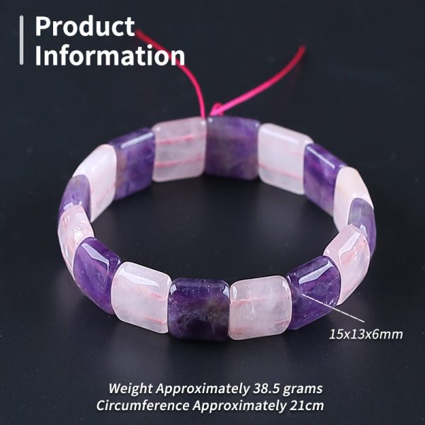 Natural Pink Quartz and Amethyst Bracelet 15*13*6mm, 21mm length, 38.5g Discount