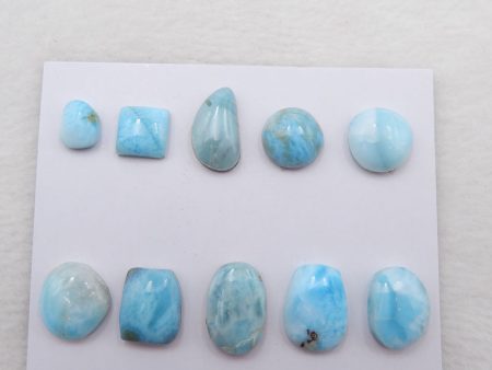 10 PCS Natural Larimar Cabochons 13x9x5mm, 8x6x4mm, 8.3g Hot on Sale