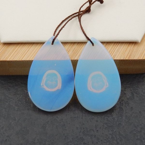 Opalite Carved buddha Earring Beads 34x21x6mm, 9.9g Online