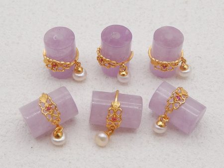 BITEFU 1Pair Silver Gold Plated Natural Kunzite Gemstone Earring Beads, Jewelry DIY Making Accessories, 4.3g Cheap