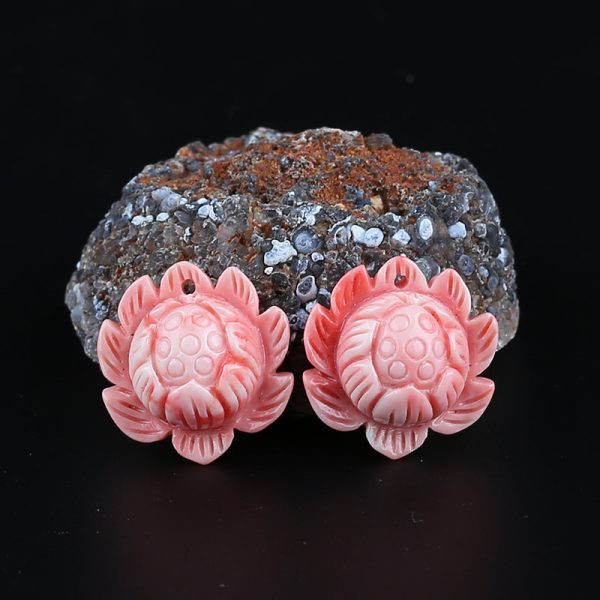 BITEFU 1Pair Pink Conch Shell (Made Of Powder Of Shell, Color Is Enhanced ) Lotus Flower, 5.6g Online