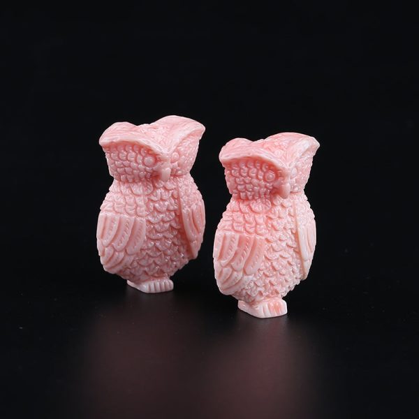 BITEFU 1Pair Pink Conch Shell (Made Of Powder Of Shell, Color Is Enhanced ) Owl , 8.8g For Sale