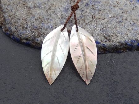 New! Carved Natural Stone Shell Leaf Shape Gemstone Earring Beads, Handmade Jewelry, Popular Earring Pair, 29x13x2mm, 1.8g Supply