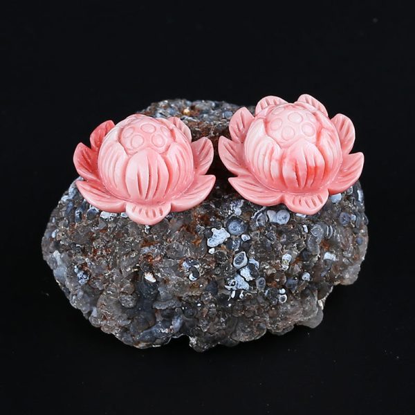 BITEFU 1Pair Pink Conch Shell (Made Of Powder Of Shell, Color Is Enhanced ) Lotus Flower, 5.6g Online