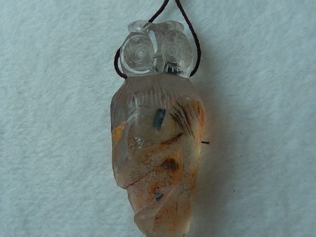 1 PC Natural White Quartz Crystal Carved Owl Pendant Bead Supply