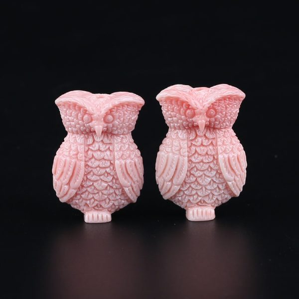 BITEFU 1Pair Pink Conch Shell (Made Of Powder Of Shell, Color Is Enhanced ) Owl , 8.8g For Sale