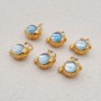 1 Pair Silver Gold Plated Natural Blue Aquamarine Pufferfish Gemstone Earring Beads,Lovely Earring Pair for Design,9x10x7mm,1.3g Online Hot Sale