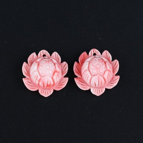 BITEFU 1Pair Pink Conch Shell (Made Of Powder Of Shell, Color Is Enhanced ) Lotus Flower, 5.6g Online