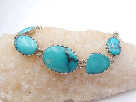 Natural Turquoise Buckle Bracelet with 925 Sterling Silver Accessory Online Sale