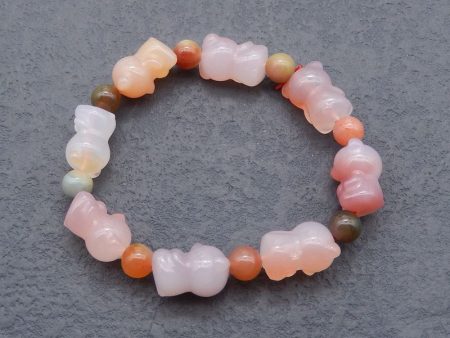 1 Strand Natural Agate Carved bears Beads for Bracelet 16*13*12mm, 7mm, 18cm length, 25.7g Cheap