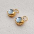 1 Pair Silver Gold Plated Natural Blue Aquamarine Pufferfish Gemstone Earring Beads,Lovely Earring Pair for Design,9x10x7mm,1.3g Online Hot Sale