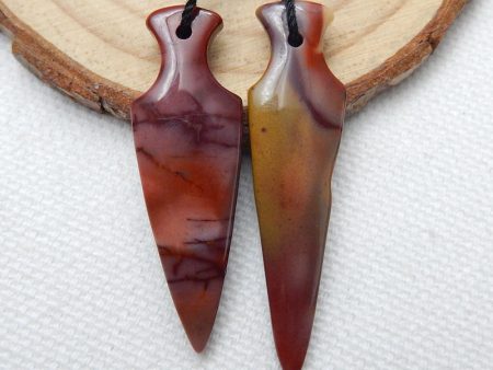 2 PCS Natural Mookaite Jasper Pendant Beads 40x11x4mm, 36x12x4mm, 4.6g Supply