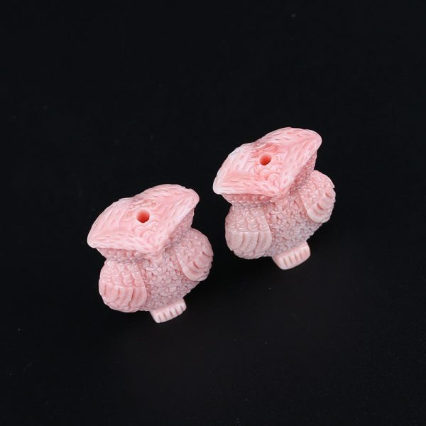 BITEFU 1Pair Pink Conch Shell (Made Of Powder Of Shell, Color Is Enhanced ) Owl , 8.8g For Sale