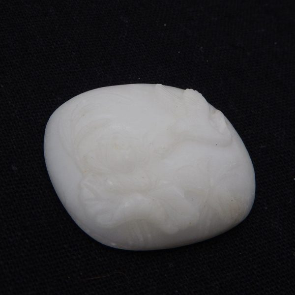 Natural And Exquisite Hand Carved White Jade Pendant Beads. 39X35X8mm, 18.8g on Sale