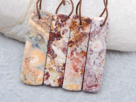 4 PCS Natural Rhyolite Bird s Eye Jasper Pendant Beads 40x12x4mm, 13.3g Online